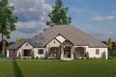 Spacious 5 Bed House Plan with Kitchen Island Seating Up to 10