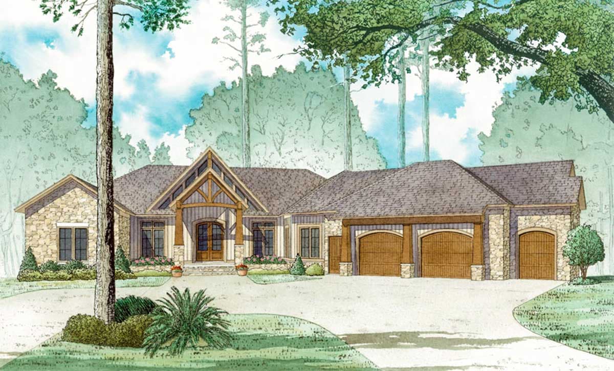 Plan 70534MK: Rustic House Plan with 4 Beds and a Bunk Room - 5054 Sq Ft - Image #11 - Craftsman, Mountain, Ranch, Rustic