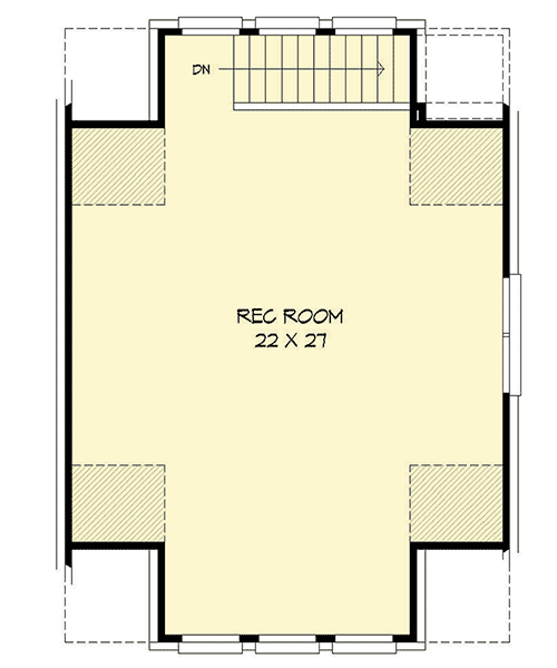 Plan 68447VR: Detached Garage With Rec Room And Office - Floor Plan - 2nd Floor - Carriage