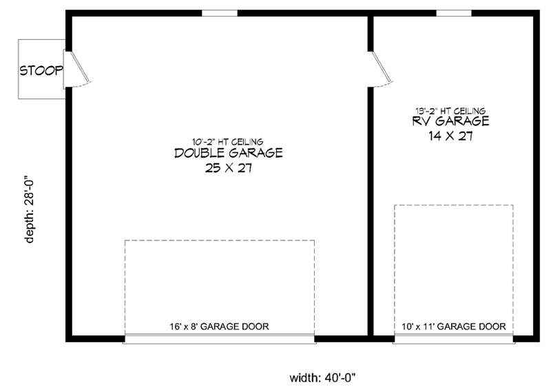 Plan 68449VR: Garage with RV Bay - Floor Plan - Main Level