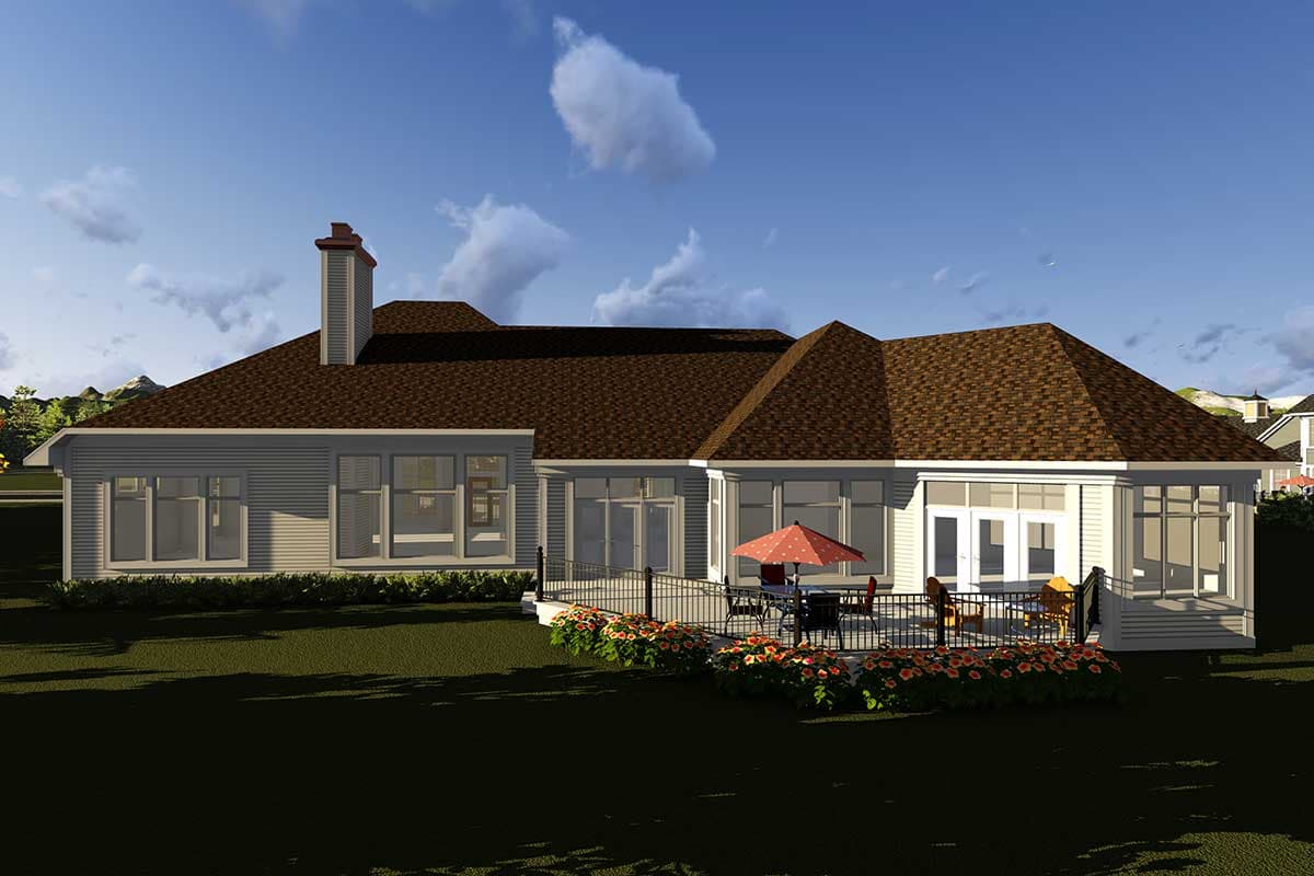 Plan 890000AH: 2-Bed House Plan with Large Sunroom - Image #13 - Ranch, Traditional