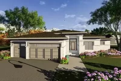One Level Prairie Style House Plan