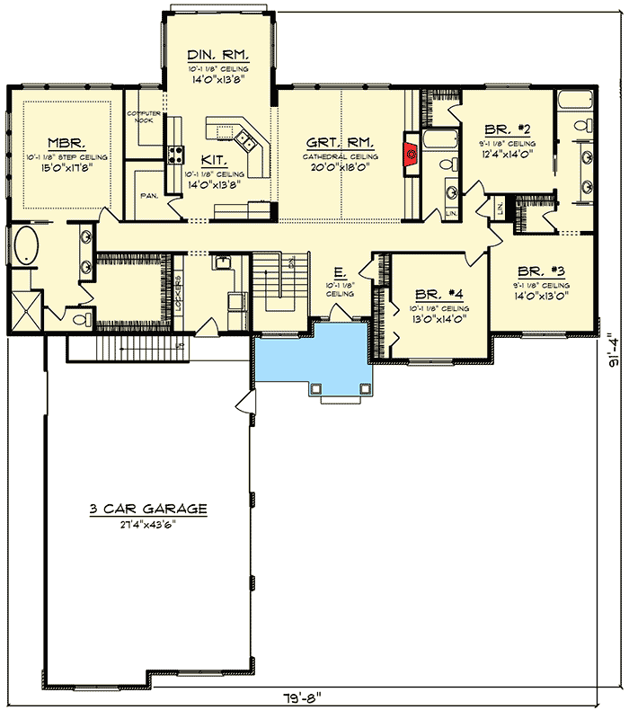Plan 890028AH: Northwest House Plan with Lots of Amenities - Floor Plan - Main Level - Craftsman, Northwest