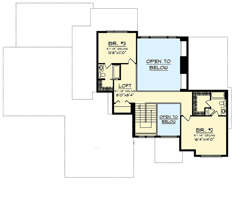 Plan 890030AH: Prairie Style House Plan with Two-Story Ceilings - Floor Plan - 2nd Floor - Contemporary, Mid Century Modern, Northwest, Prairie