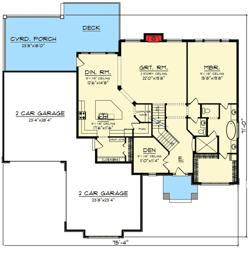Plan 890035AH: 5 Bed Prairie House Plan with Main Floor Master - Floor Plan - Main Level - Modern, Prairie