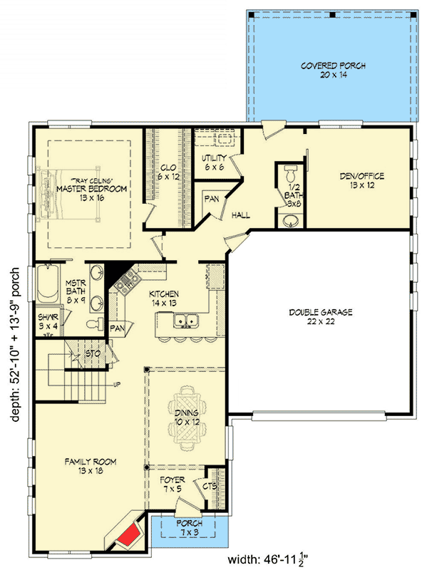 Plan 68453VR: Traditional House Plan in Three Versions - 2622 Sq Ft - Floor Plan - Main Level - Traditional