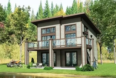 Contemporary House Plan with Wrap-Around Balcony