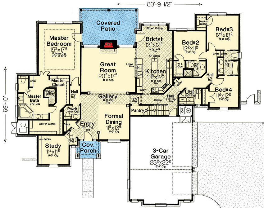 Plan 48534FM: Impressive French Country House Plan - Floor Plan - Main Level - European, French Country