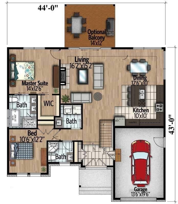 Plan 90295PD: Split Level Contemporary House Plan - Floor Plan - Main Level - Contemporary, Northwest