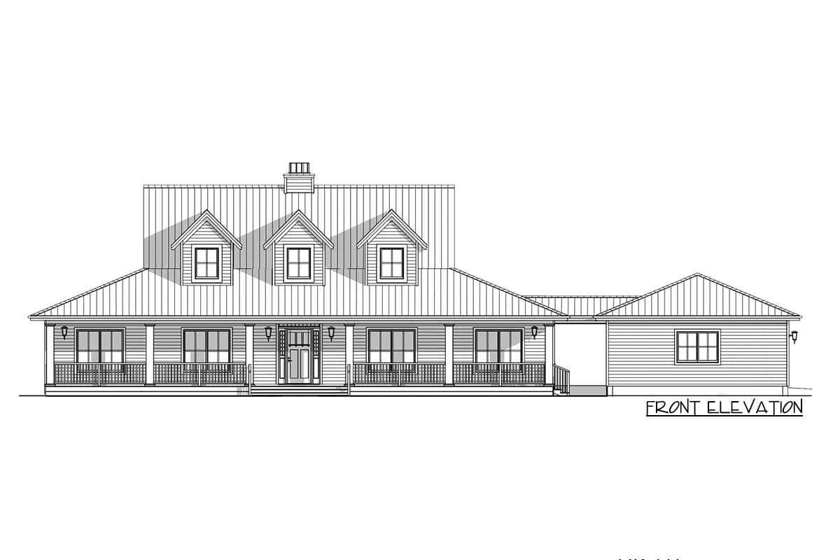 Plan 28909JJ: Country Farmhouse Home Plan with Office and Upstairs Game Room - 2653 Sq Ft - Image #7 - Cottage, Country, Farmhouse, Modern Farmhouse, Southern, Traditional, Vacation