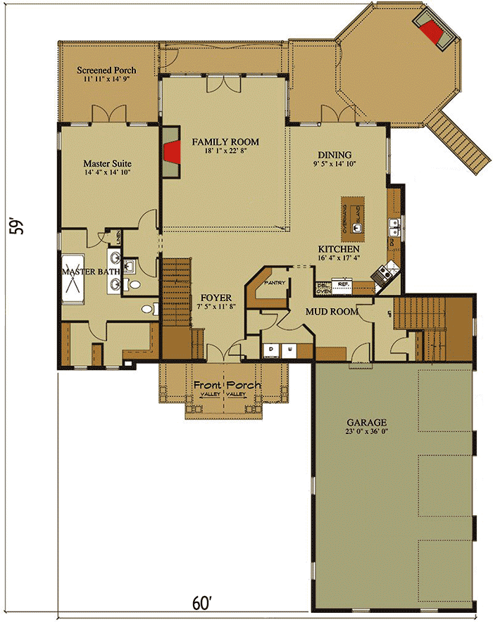 Plan 92380MX: Captivating Mountain House Plan with Expansion Possibilities - 2618 Sq Ft - Floor Plan - Main Level - Craftsman, Mountain, Rustic, Vacation
