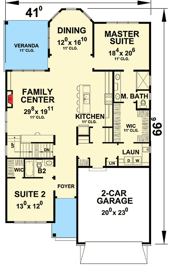 Plan 42401DB: Traditional House Plan with Bonus Space - Floor Plan - Main Level - Traditional