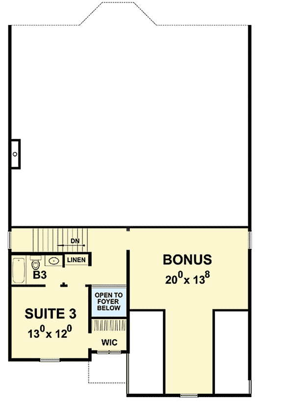Plan 42401DB: Traditional House Plan with Bonus Space - Floor Plan - 2nd Floor - Traditional
