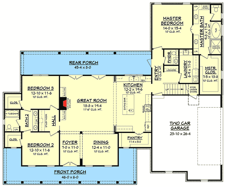 Plan 51758HZ: Three Bed Farmhouse with Optional Bonus Room  - Floor Plan - Main Level - Country, Farmhouse, Modern Farmhouse