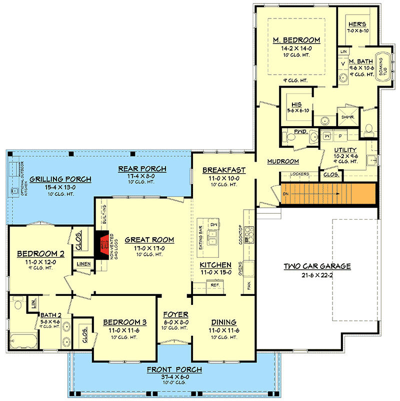 Plan 51761HZ: Classic 3-Bed Country Farmhouse Plan - 1993 Sq Ft - Floor Plan - Basement Option - Country, Farmhouse, Modern Farmhouse, Southern, Traditional