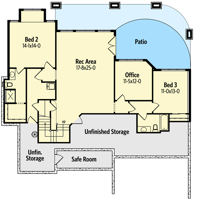 Plan 95034RW: Craftsman House Plan with Dramatic Views In Back - Floor Plan - Lower Level - Craftsman, New American, Northwest, Rustic
