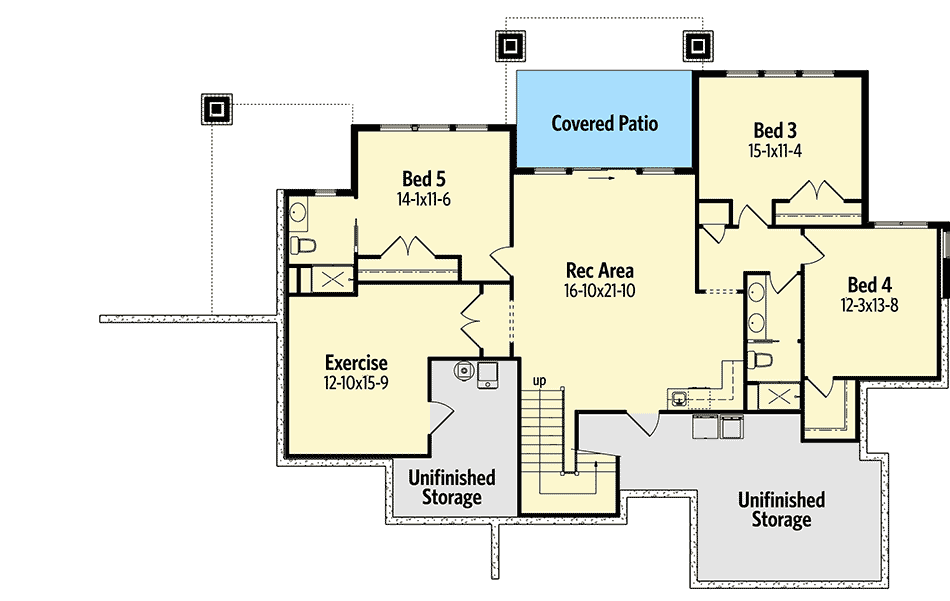 Plan 95036RW: Craftsman House Plan for a Sloping Lot - Floor Plan - Lower Level - Craftsman, Northwest, Rustic