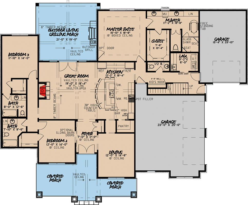 Plan 70540MK: Eye-Catching Craftsman House Plan - Floor Plan - Main Level - Craftsman, Northwest