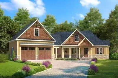Craftsman with Angled Garage with Bonus Room Above - 2773 Sq Ft