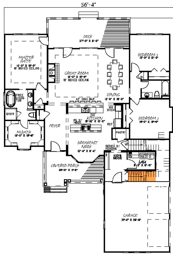 Plan 70542MK: 3 Bed Country Home Plan with an Option for a 4th Bed - 2148 Sq Ft - Floor Plan - Basement Stairs - Colonial, Country, Craftsman, Modern Farmhouse, Traditional