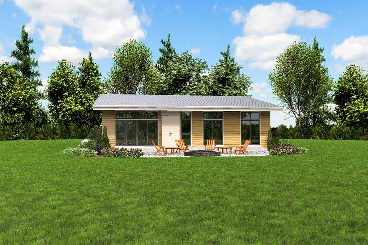 Plan 69637AM: Modern House Plan with Vaulted Ceilings and Transoms - 1624 Sq Ft - Image #7 - Contemporary, Mid Century Modern, Modern