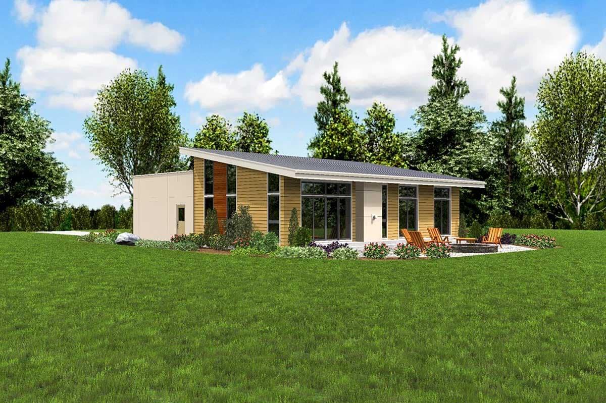 Plan 69637AM: Modern House Plan with Vaulted Ceilings and Transoms - 1624 Sq Ft - Image #9 - Contemporary, Mid Century Modern, Modern