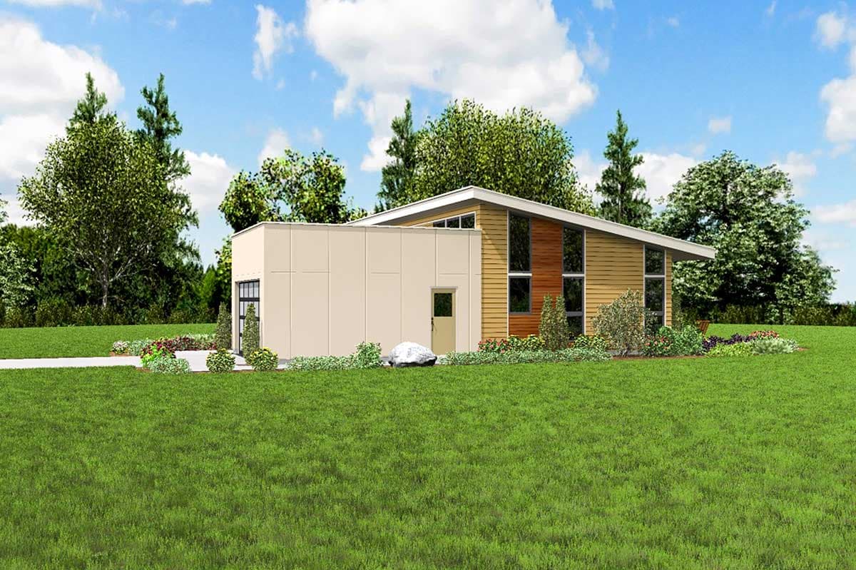 Plan 69637AM: Modern House Plan with Vaulted Ceilings and Transoms - 1624 Sq Ft - Image #11 - Contemporary, Mid Century Modern, Modern