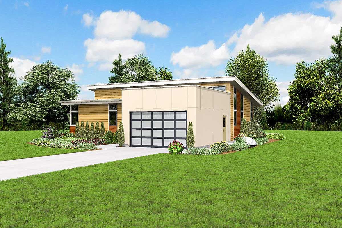 Plan 69637AM: Modern House Plan with Vaulted Ceilings and Transoms - 1624 Sq Ft - Image #12 - Contemporary, Mid Century Modern, Modern