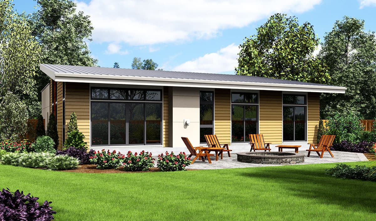 Plan 69637AM: Modern House Plan with Vaulted Ceilings and Transoms - 1624 Sq Ft - Image #8 - Contemporary, Mid Century Modern, Modern