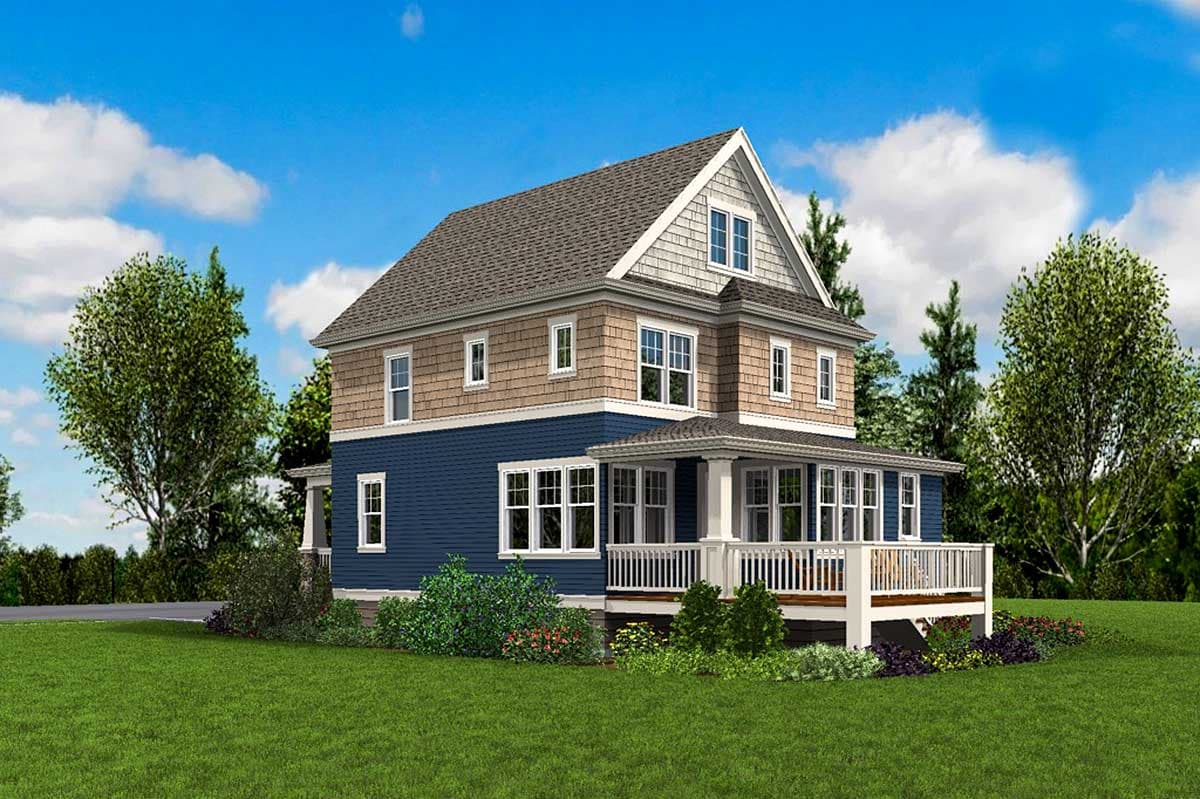 Plan 69647AM: Shingle Style House Plan with Welcoming Front Porch - Image #9 - Shingle, Vacation