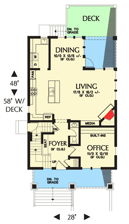 Plan 69647AM: Shingle Style House Plan with Welcoming Front Porch - Floor Plan - Main Level - Shingle, Vacation
