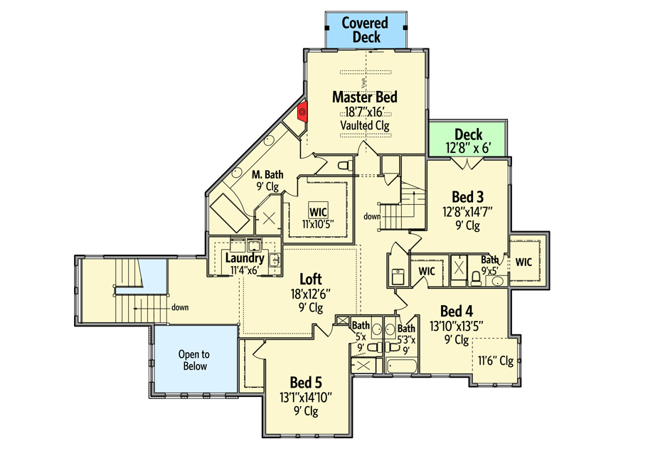 Plan 95031RW: Unique Craftsman House Plan with Sunken Great Room - Floor Plan - 2nd Floor - Craftsman, Mountain, Northwest, Rustic