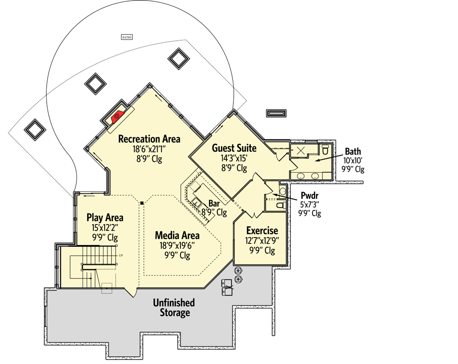 Plan 95031RW: Unique Craftsman House Plan with Sunken Great Room - Floor Plan - Optional Finished Lower Level - Craftsman, Mountain, Northwest, Rustic