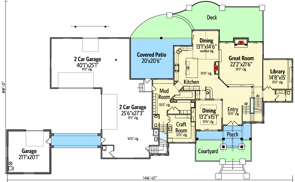 Plan 95038RW: Luxury Mountain Home with Bonus and Lower Level Expansion - Floor Plan - Main Level - Craftsman, European, French Country, Mountain, Northwest, Rustic