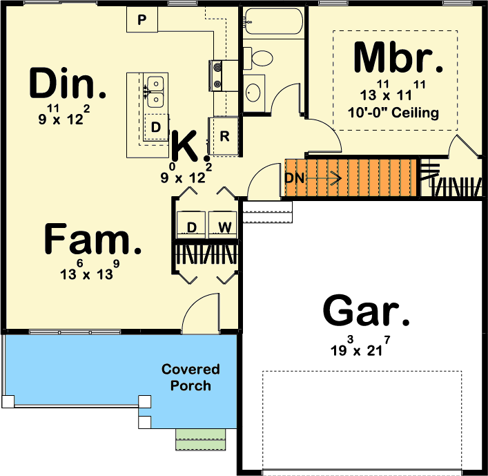 Plan 62659DJ: Cozy Northwest Cottage House Plan - 831 Sq Ft - Floor Plan - Main Level - Cottage, Craftsman, Northwest