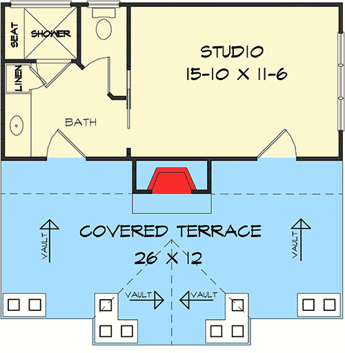 Plan 36083DK: Classy Poolhouse Plan Escape - Floor Plan - Main Level - Cottage, Vacation