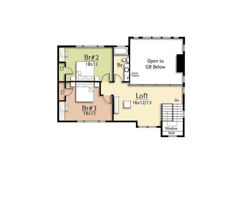 Plan 18831CK: Modern House Plan with Two-Story Great Room - 2603 Sq Ft - Floor Plan - 2nd Floor - Contemporary, Modern, Rustic