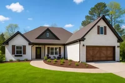 3 Bed House Plan with Brick Exterior and Bonus Over Garage