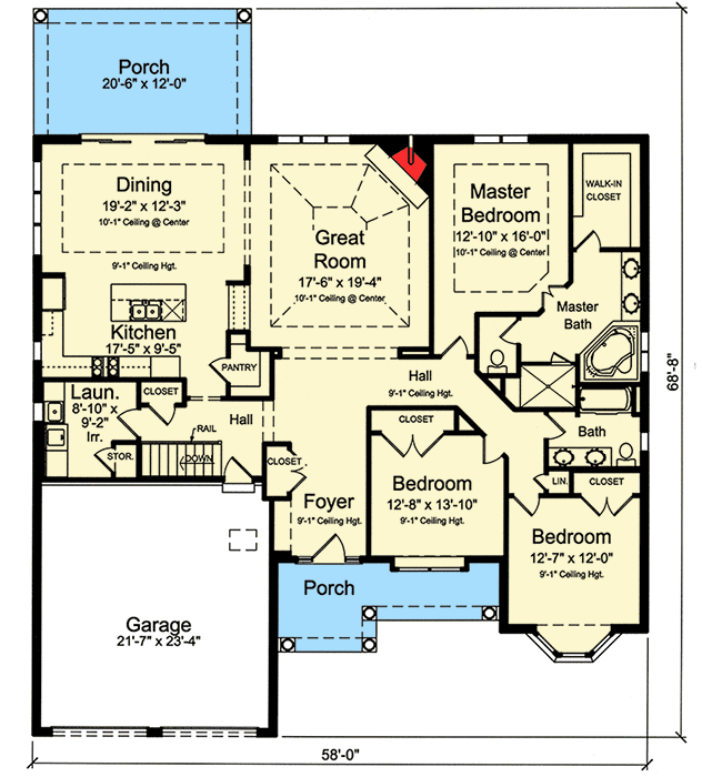 Plan 39251ST: Charming One Story Brick Home Plan - Floor Plan - Main Level - Traditional