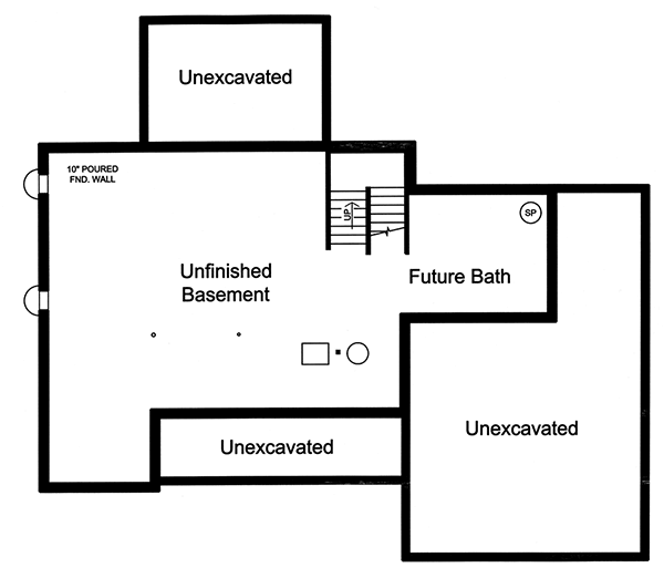 Plan 39255ST: Open Concept House Plan with All Beds Upstairs - Floor Plan - Lower Level - Craftsman, Traditional