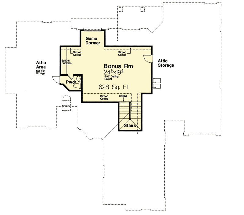 Plan 48542FM: Three Bed French Country with Optional Bonus Room - Floor Plan - Bonus - European, French Country