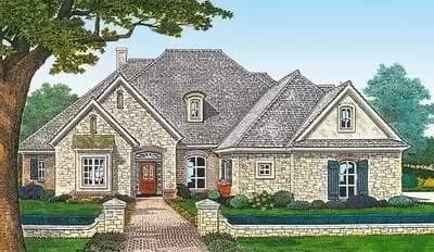 3 Bed French Country House Plan with 3 Car Garage and Bonus Room