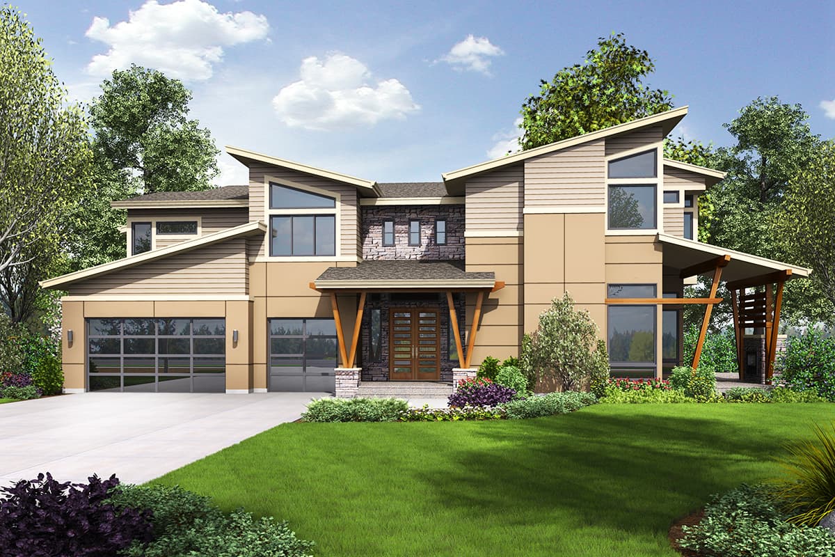 Plan 23677JD: Modern House Plan with Sun Patio and covered Outdoor Living Areas - Image #27 - Contemporary, Modern, Northwest