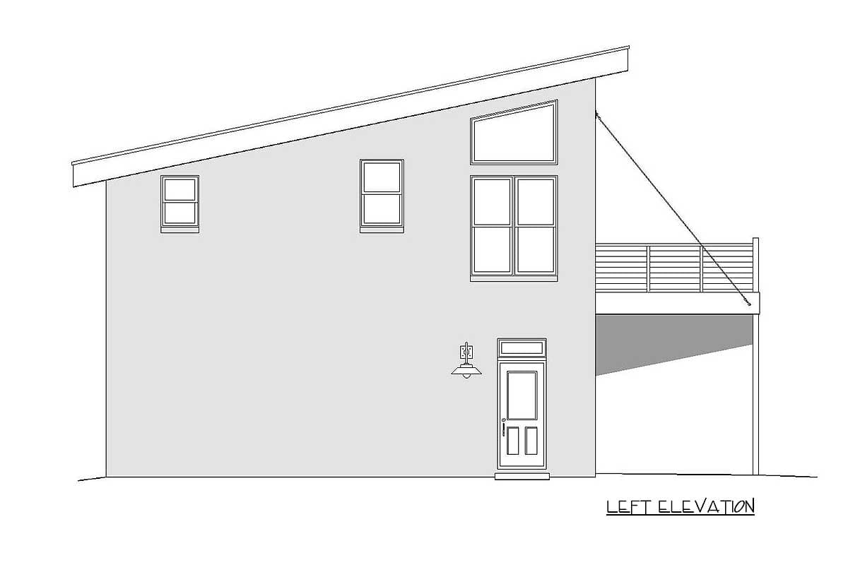 Plan 68461VR: Modern Garage Apartment House Plan with Sun Deck - 680 Sq Ft Garage and 820 Sq Ft Apartment - Image #4 - Carriage, Contemporary, Modern, Vacation