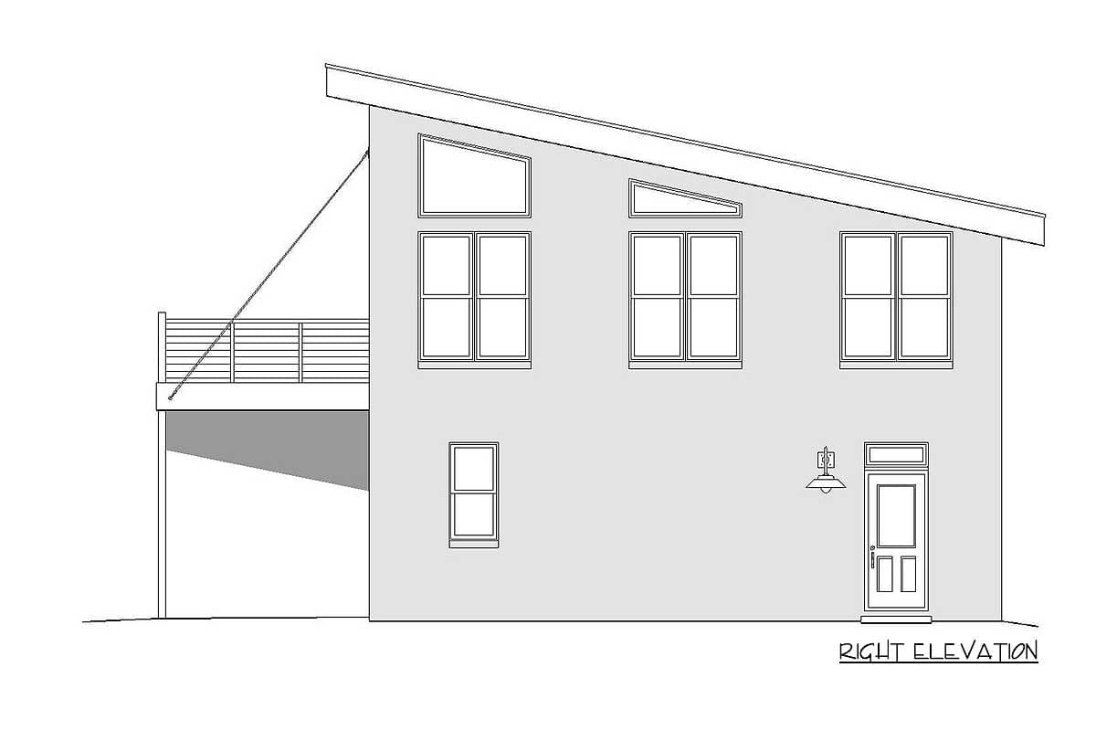 Plan 68461VR: Modern Garage Apartment House Plan with Sun Deck - 680 Sq Ft Garage and 820 Sq Ft Apartment - Image #6 - Carriage, Contemporary, Modern, Vacation
