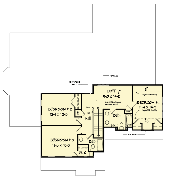 Plan 36089DK: Traditional House Plan with First Floor Master - Floor Plan - 2nd Floor - Craftsman, Traditional