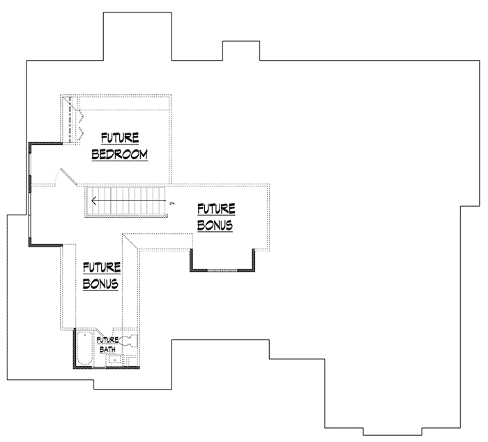 Plan 36085DK: Traditional House Plan with Future Space - 2159 Sq Ft - Floor Plan - Future Second Floor - Traditional