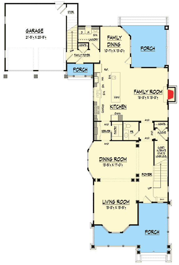 Plan 36091DK: Victorian Charmer - Floor Plan - Main Level - Traditional, Victorian