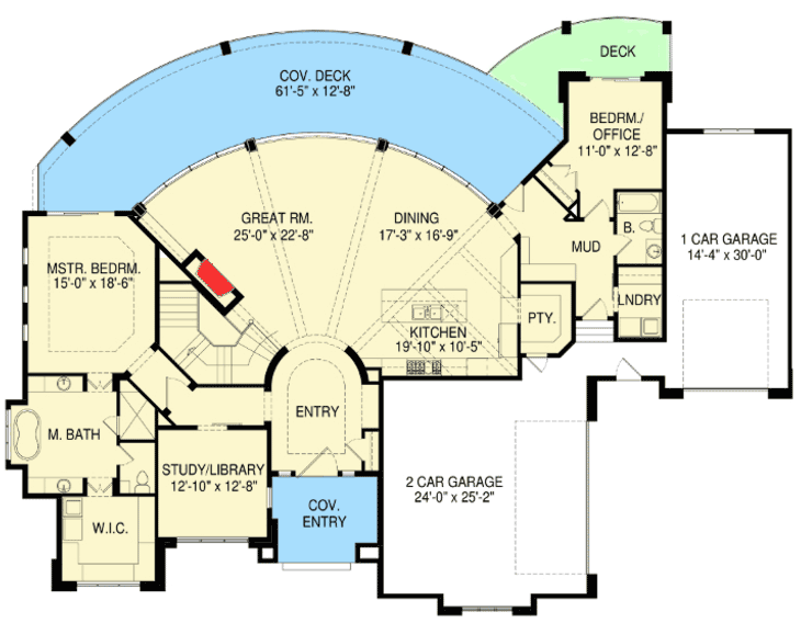 Plan 290001IY: Magnificent Rear Views - Floor Plan - Main Level - Contemporary, Craftsman, Northwest