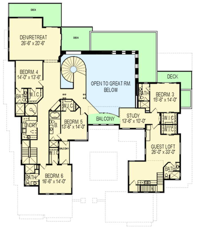 Plan 290006IY: Huge Contemporary House Plan with Sunken Great Room - Floor Plan - 2nd Floor - Contemporary, Modern